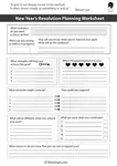 New year's resolution Planning worksheet