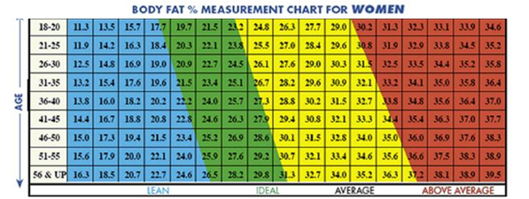 Women's body fat % chart