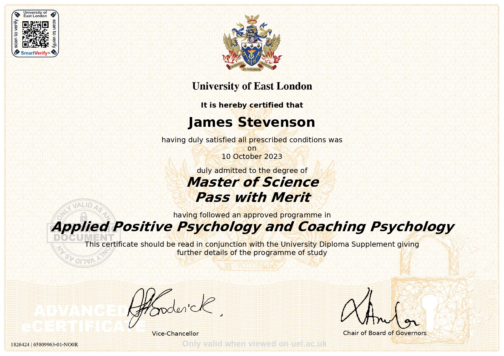 MSc Applied Positive Psychology and Coaching Psychology