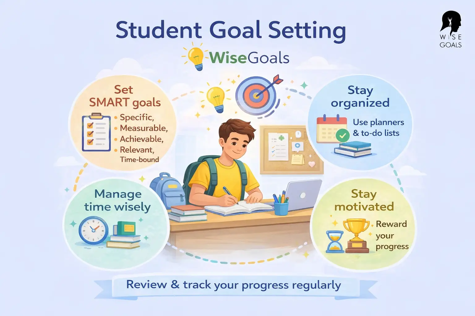 Student goal setting - A student working hard Student goal setting - A student working hard