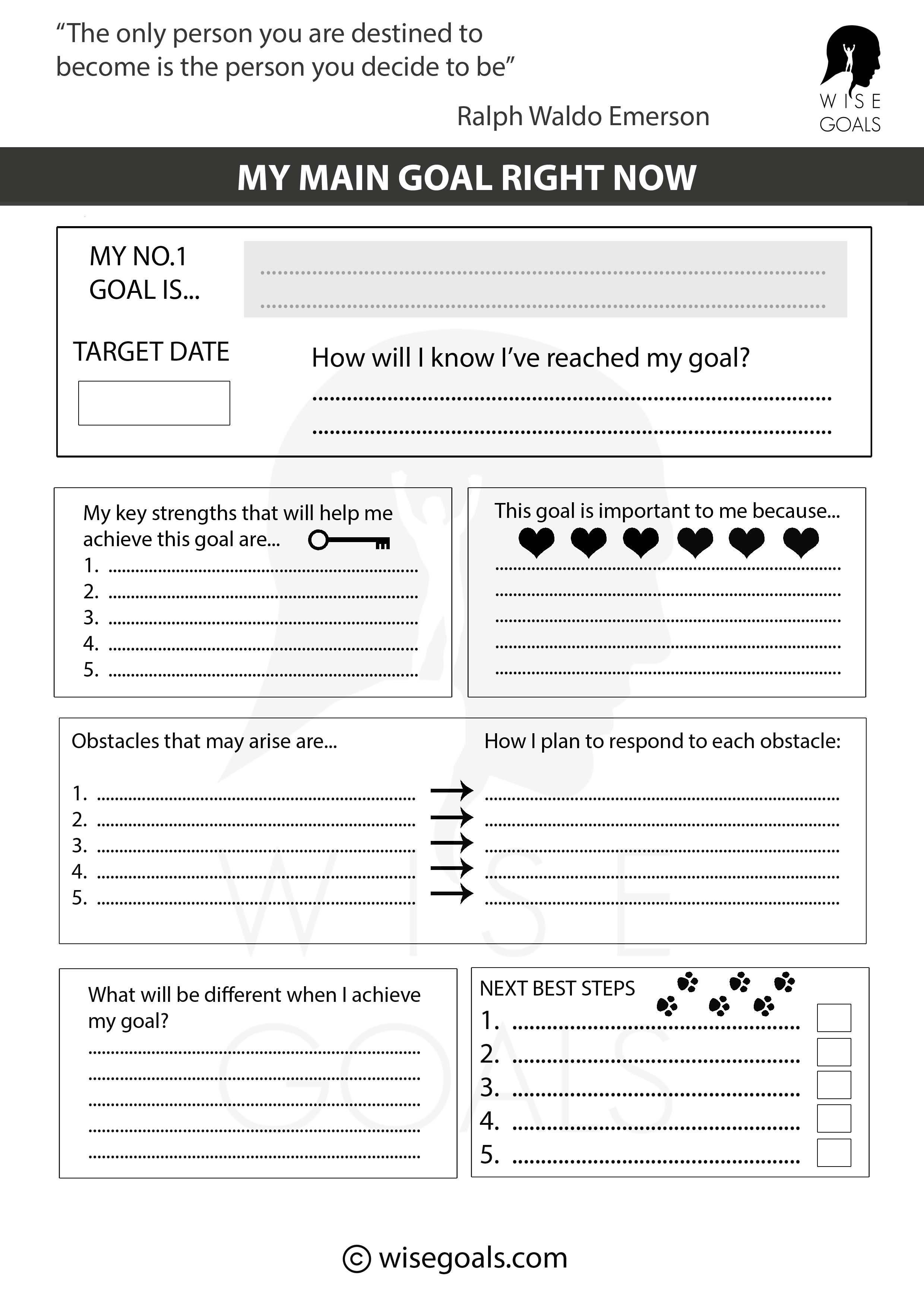 Free Printable Goal Setting Worksheet