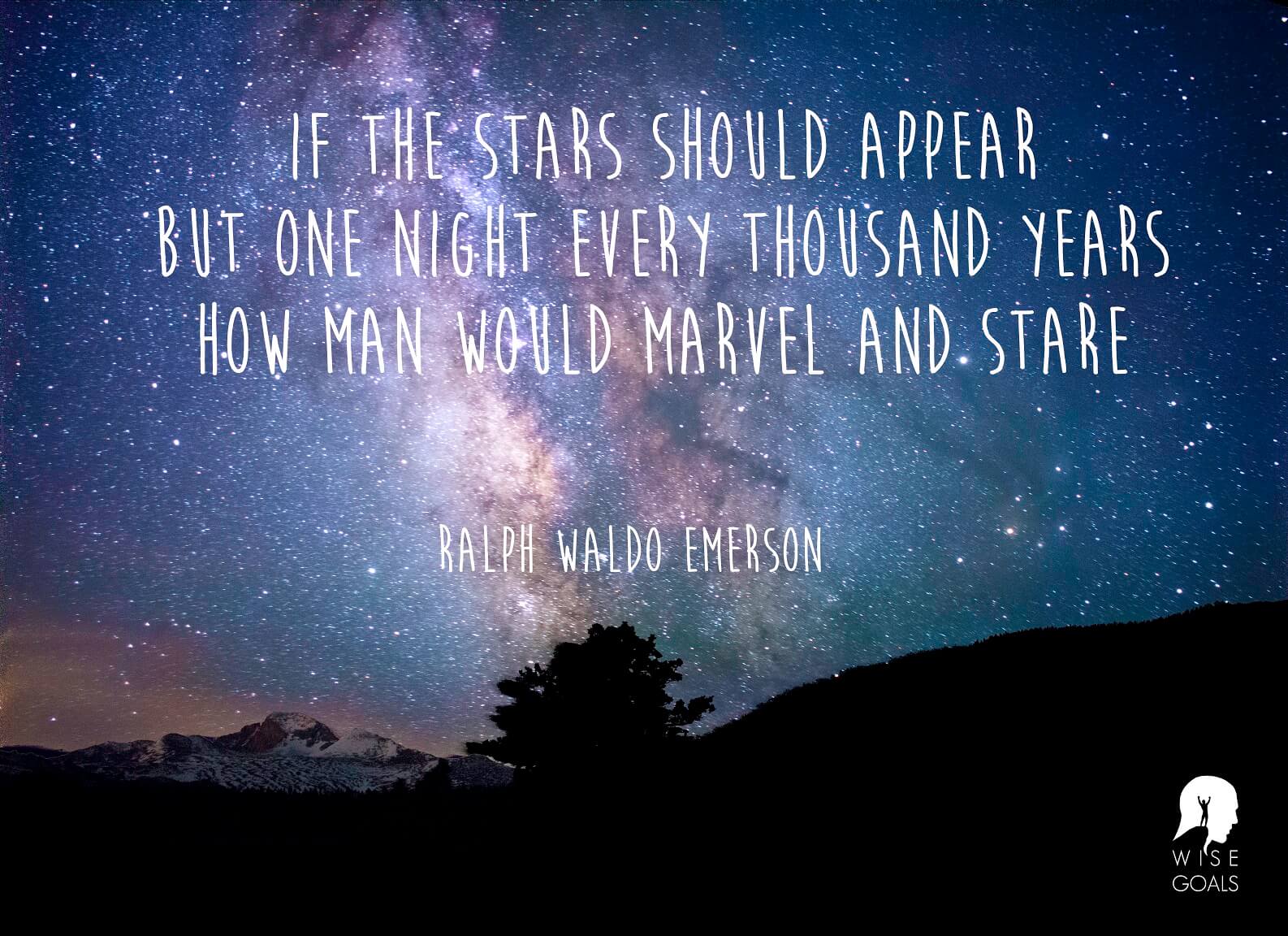 Emerson - If the stars should appear but one night every thousand years, how men would marvel and stare quote