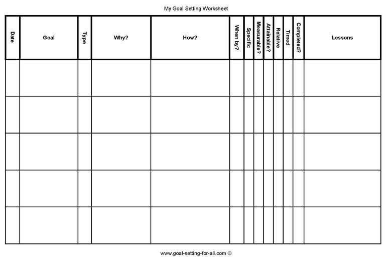 Goal setting form