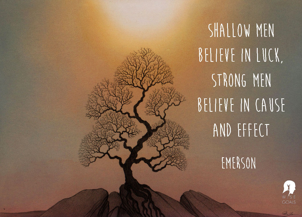 Emerson - Shallow men believe in luck. Strong men believe in cause and effect quote