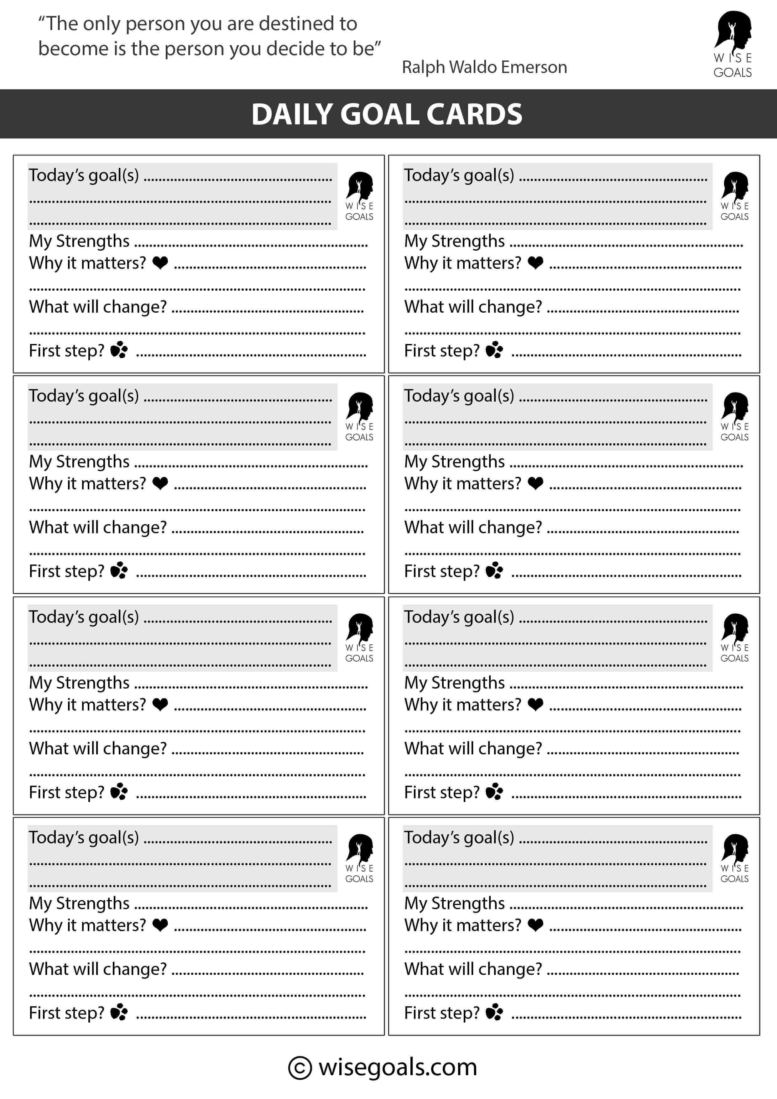 Daily goal cards