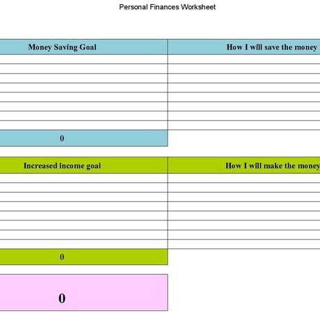 Personal finances spreadsheet template